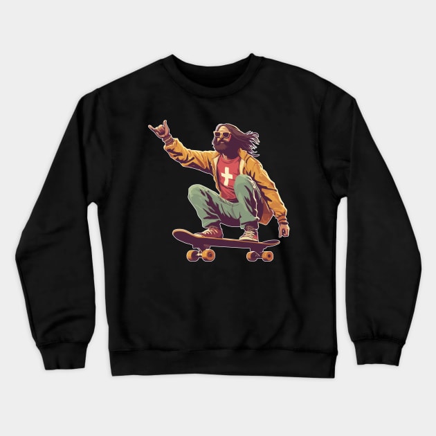 Cool Trendy Jesus Christ skater Crewneck Sweatshirt by TomFrontierArt